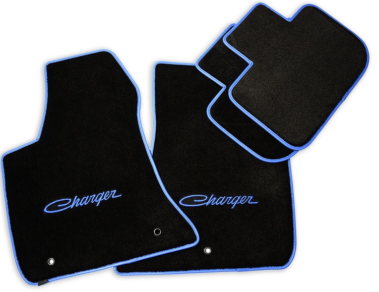 "Charger" Logo 4-Pc Black Carpet Floor Mats 11-up Dodge Charger - Click Image to Close